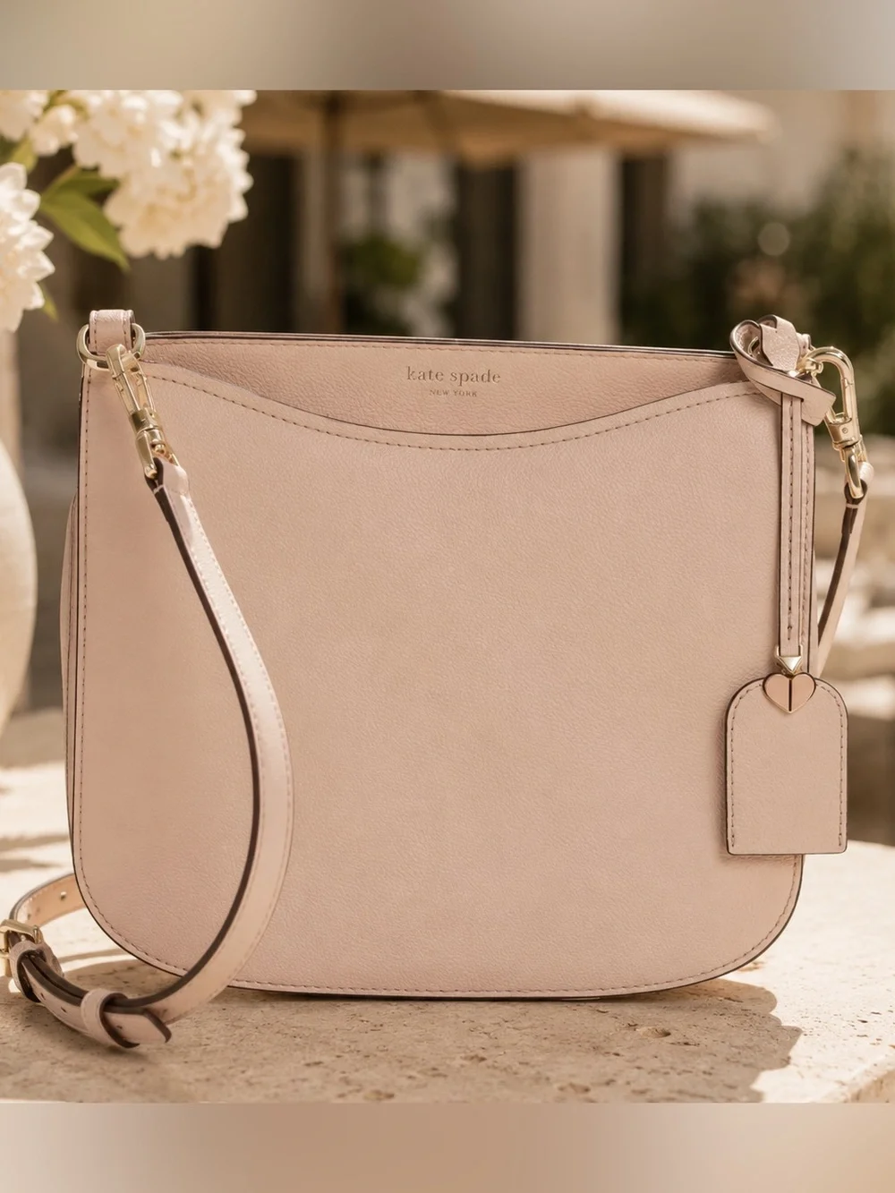 Kate Spade New York Polly Pebbled Leather Crossbody Bag Pink Gold Hardware